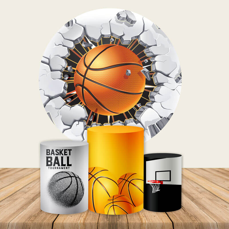 Basketball Round Backdrop Sports Themed Party Photography Backdrop-ubackdrop