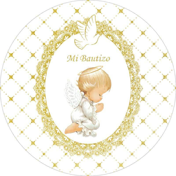 Mi Bautizo Round Backdrop Cover 