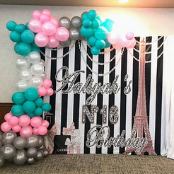 Stripes Inspired Eiffel Tower 16th Birthday Party Decoration Banner ...