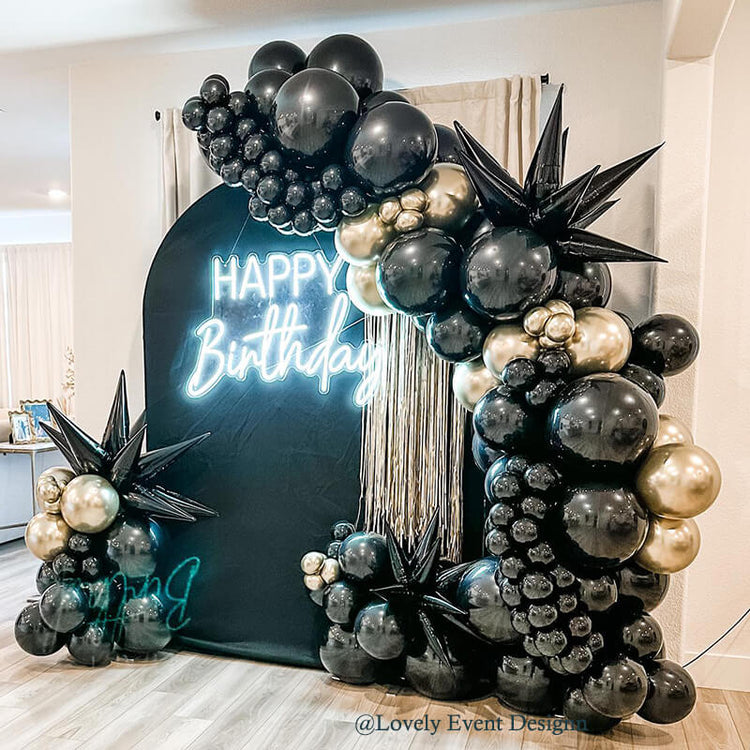 Solid Black Birthday Chiara Arched Covers – ubackdrop